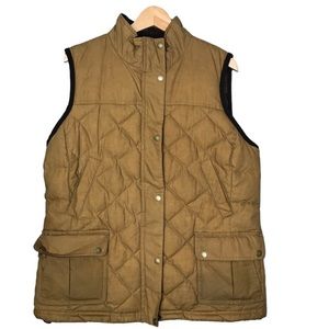 L.L. Bean Upcountry Waxed Cotton Down Vest Puffer Men’s Large Tan Brown Trim